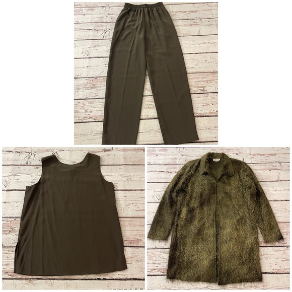 IC Collection By Connie 3 Pc Set Cardigan Sleeveless Top‎ Pants Small Women's - Picture 2 of 16